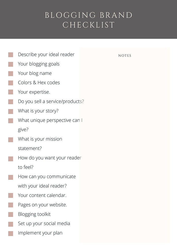 Blogging brand checklist